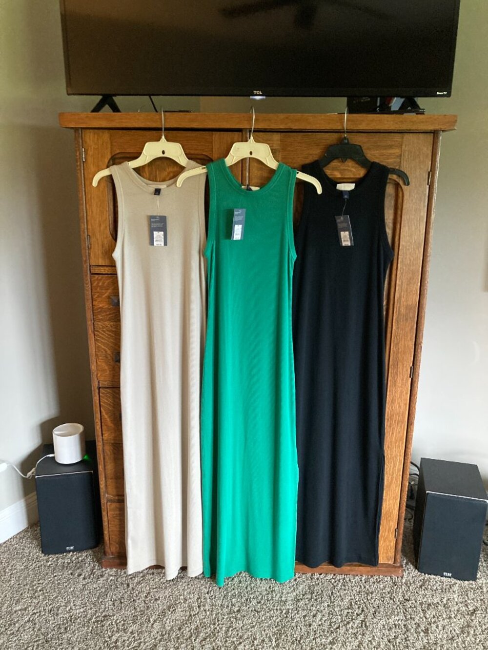 Lot 3 Universal Thread Rib-Knit Maxi Bodycon dresses sleeveless slit NWT medium